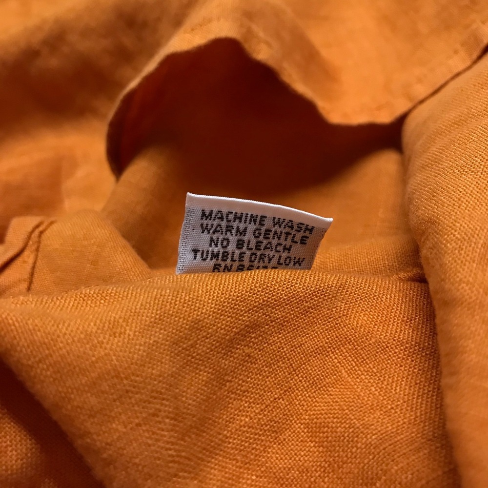 Bryn Walker Linen Top Tunic Blouse Womens Size M Orange Flutter Sleeve Fall USA - Picture 6 of 9